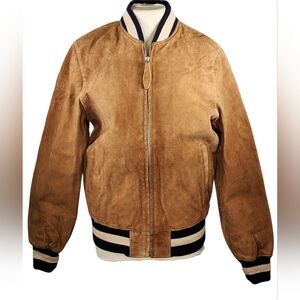 Boy's Tan Suede Bomber Jacket